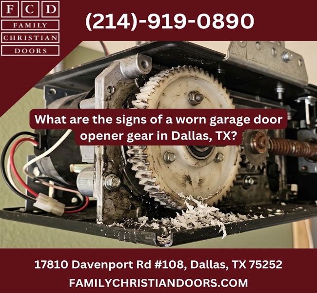 What are the signs of a worn garage door opener gear in Dallas, TX?